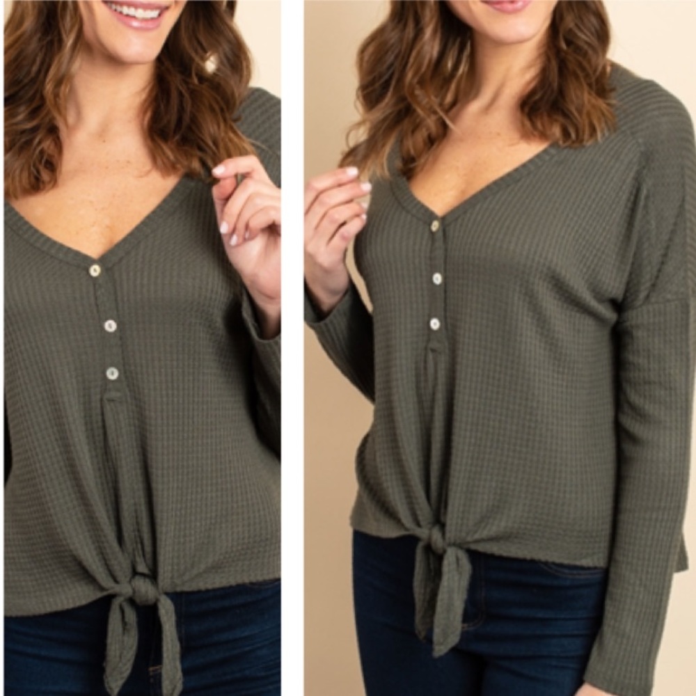 ❤️1 HOUR SALE❤️
 Long sleeve top ! Waffle knit top - Picture 2 of 3